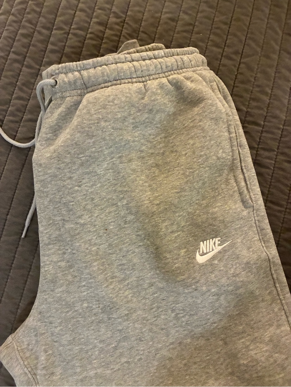 Nike Gray Men’s Sweatpants with White Swoosh
